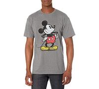 Disney Men's Giant Mickey Mouse Gray Graphic T-Shirt, Grey, Medium