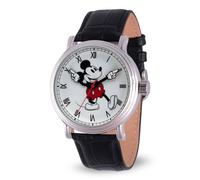 Disney Men's Mickey Mouse Analog-Quartz Watch with Leather-Synthetic Strap, Black, 21.3 (Model: WDS000609)