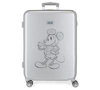 Disney Mickey 100 Valise Moyenne Grise 48x68x26 cms Rigide ABS Serrure latérale à combinaison 70L 3 kgs 4 Doubles roues