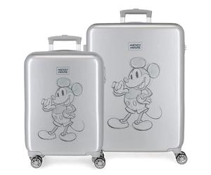Disney Mickey 100 Valise Set Gris 55/68 cm ABS Rigide Serrure à Combinaison Latérale 104L 6 kgs 4 Double Roues Bagage à Main