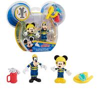 Disney Mickey, 2 Figurines Articulées 7,5 cm avec Accessoires, Thème Pompier, Jouet pour Enfants Dès 3 Ans, GIOCHI PREZIOSI, MCC044