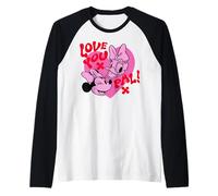 Disney Mickey And Friends Love You Pal Minnie & Daisy Heart Manche Raglan