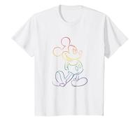 Disney Mickey And Friends Rainbow Outline Classic Pose T-Shirt, Enfant, Blanc, 6 ans