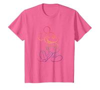 Disney Mickey And Friends Rainbow Outline Classic Pose T-Shirt, Enfant, Rose Chiné, 12 ans