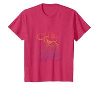 Disney Mickey And Friends Rainbow Outline Classic Pose T-Shirt, Enfant, Rouge Chiné, 10 ans