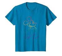 Disney Mickey And Friends Rainbow Outline Classic Pose T-Shirt, Enfant, Saphir, 4 ans