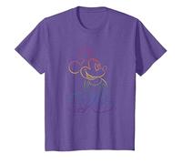 Disney Mickey And Friends Rainbow Outline Classic Pose T-Shirt, Enfant, Violet Chiné, 8 ans