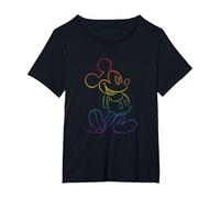 Disney Mickey And Friends Rainbow Outline Classic Pose T-Shirt, Femme Grandes tailles, Noir, 2X