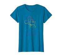 Disney Mickey And Friends Rainbow Outline Classic Pose T-Shirt, Femme, Saphir, S