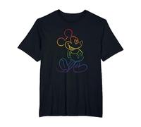 Disney Mickey And Friends Rainbow Outline Classic Pose T-Shirt, Homme Grandes tailles, Noir, 2X Tall