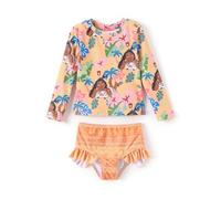 Disney Mickey and Friends Rashguard Maillot de bain deux pièces à manches longues pour fille, Disney Orange princesse, 3 ans