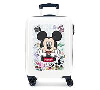 Disney Mickey Be Cool Valise Cabine Blanche 38x55x20 cm ABS Rigide Cadenas Latéral à Combinaison 34L 2 kgs 4 Double Roues Bagage à Main