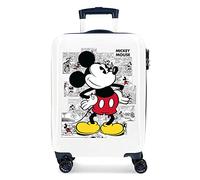 Disney Mickey COMIC Valise Trolley Cabine Bleu 38x55x20 cms Rigide ABS Serrure à combinaison 34L 2,6Kgs 4 roues doubles Bagage à main, Blanc
