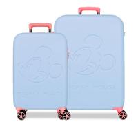 Disney Mickey Crazy Trip Ensemble de valises Bleues 55/65 cm Rigide 5,65 kg Fermeture TSA ABS 5,65 kg 114,81 L Extensible Bagage à Main, Bleu, Talla única, Jeu de valises