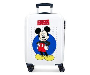 Disney Mickey Enjoy the Day Valise Trolley Cabine Blanc 40x55x20 cms Rigide ABS Serrure à combinaison 34L 2,8Kgs 4 roues doubles Bagage à main