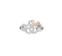 Disney Mickey et Minnie Bague en argent sterling avec silhouette, UK size N, Argent sterling
