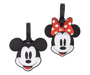 Disney Mickey et Minnie Mouse Lot de 2 étiquettes à bagages Rouge/noir