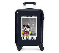 Disney Mickey et Minnie Travel the World London Cabine Valise Bleu 38x55x20 cms Rigide ABS Serrure à combinaison latérale 34L 2 kgs 4 roues doubles bagage à main