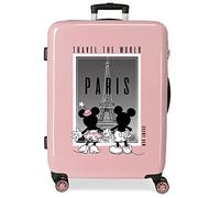 Disney Mickey et Minnie Travel the World Paris Valise Moyenne Nude 48x68x26 cms ABS Rigide Fermeture latérale à combinaison 70L 3 kgs 4 Doubles roues