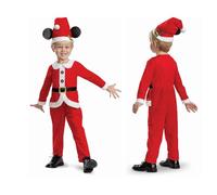 Disney Mickey & Friends - Costume Enfant Mickey de Noël avec Bonnet - Taille S (2T) - Licence Officielle - Déguisement Festif pour Tout-Petits