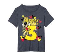 Disney Mickey & Friends, garçon d'anniversaire de 3 ans T-Shirt, Femme Grandes tailles, Bleu Chiné, 5X