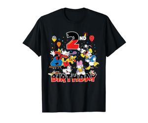 Disney Mickey & Friends Retro 2nd Birthday 2 Year Old Party T-Shirt
