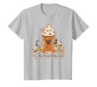 Disney Mickey & Minnie "In My Pumpkin Spice Era" Fall Coffee T-Shirt, Enfant, Argent, 6 ans