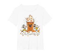 Disney Mickey & Minnie "In My Pumpkin Spice Era" Fall Coffee T-Shirt, Femme Grandes tailles, Blanc, 1X