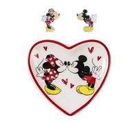 Mickey & Minnie SF00675L.PH Coffret cadeau Boucles d'oreilles et plateau à bijoux en forme de cœur, One Size, Laiton, Pas de gemme