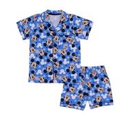 Disney Mickey Mouse, 100% Coton, Boutonnage Ensemble de Pyjama à Manches Courtes, Blue, 7-8 Ans: 128cm, Bleu