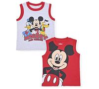 Disney Mickey Mouse 2 Pack Sleeveless Shirt Set for Boys, Undershirt for Kids, Size 4T Red