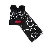 DISNEY Mickey Mouse Bobble Beanie & Scarf Gift Set, Ensemble Bonnet, Écharpe Et Gant Mixte, Noir (Black Black), Taille Unique