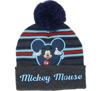Disney Mickey Mouse Bonnet d'hiver pour enfants Douillet et à la mode avec pompon Bleu foncé Pompon