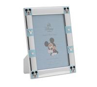Disney - Mickey Mouse - Cadre photo à ouverture unique plaqué argent 10,2 x 15,2 cm - Fabriqué en Italie - Produit sous licence Disney - Dos en bois autoportant - Première année, crèche, enfant.