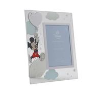 Disney Mickey Mouse - Cadre photo en verre plaqué argent véritable 999, ouverture 12,7 x 17,8 cm, fabriqué en Italie, produit sous licence Disney - Cadeau pour nouveau-né, petite année, crèche
