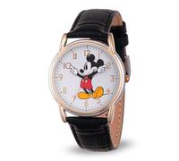 Disney Mickey Mouse Cardiff Montre à Quartz analogique Classique pour Adulte avec Bracelet en Cuir, Doré, Marron, Classique
