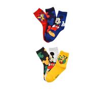 Disney Mickey Mouse et Pluto Lot de 6 paires de chaussettes pour enfant en coton coloré pour enfants, Mickey Mouse, 31-34