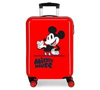 Disney Mickey Mouse Fashion Valise de cabine Rouge 38x55x20 cm Rigide ABS Fermeture à combinaison latérale 34L 2 kgs 4 Roues Doubles Bagages à Main, rouge, Valise de cabine
