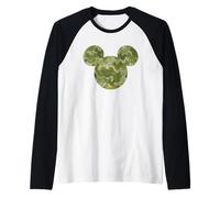 Disney Mickey Mouse Icon Green Camo Camouflage Pattern Manche Raglan