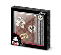 Disney Mickey Mouse Journey-Coffret Cadeau avec Journal et Stylo à Bille Fashion, Brun