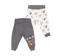 Disney Mickey Mouse Lot de 2 pantalons pour bébé garçons et filles, pantalon pour bébé blanc/gris, blanc/gris, 62-68