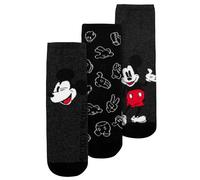 Disney Mickey Mouse Lot de 3 paires de chaussettes pour homme Gris/noir, gris/noir, 43-45