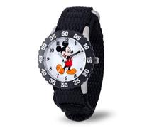 Disney Mickey Mouse Montre analogique pour Enfant en Acier Inoxydable avec Bracelet en Nylon, Noir, Noir., Moderne
