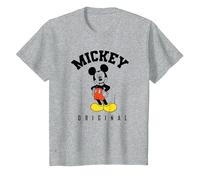 Disney Mickey Mouse Original Hello T-Shirt, Enfant, Gris Chiné, 8 ans