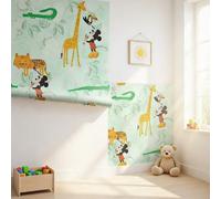 Disney Mickey Mouse Papier Rouleau 0.53x10m Vert Pastel Jungle Animaux Décor
