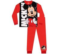 Disney Mickey Mouse Pyjama Garçon, Ensemble Pyjama Long Mickey Mouse, Pjs Chaud Enfant Hiver, Rouge 3-4 Ans