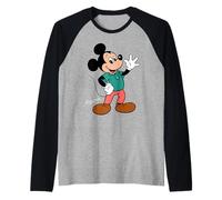 Disney Mickey Mouse Retro Character Wave Pose Trip Matching Manche Raglan