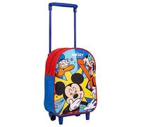 Disney Mickey Mouse Sac à Dos à roulettes pour Garçons, Sac D'école Mickey Pluto et Donald Design, Sac à Dos de Voyage, Cadeau pour Enfants