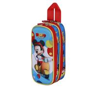 Disney Mickey Mouse Scooter-Trousse 3D Double, Bleu, 22 x 10 cm