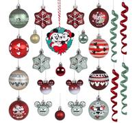 Disney Mickey Mouse Set de Boules de Noël, Boules de Noël INCASSABLES, décorations en Plastique, Set 25 pièces (C)